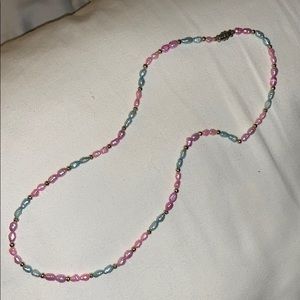 Baby Blue & Baby Pink Pearl Like Necklace